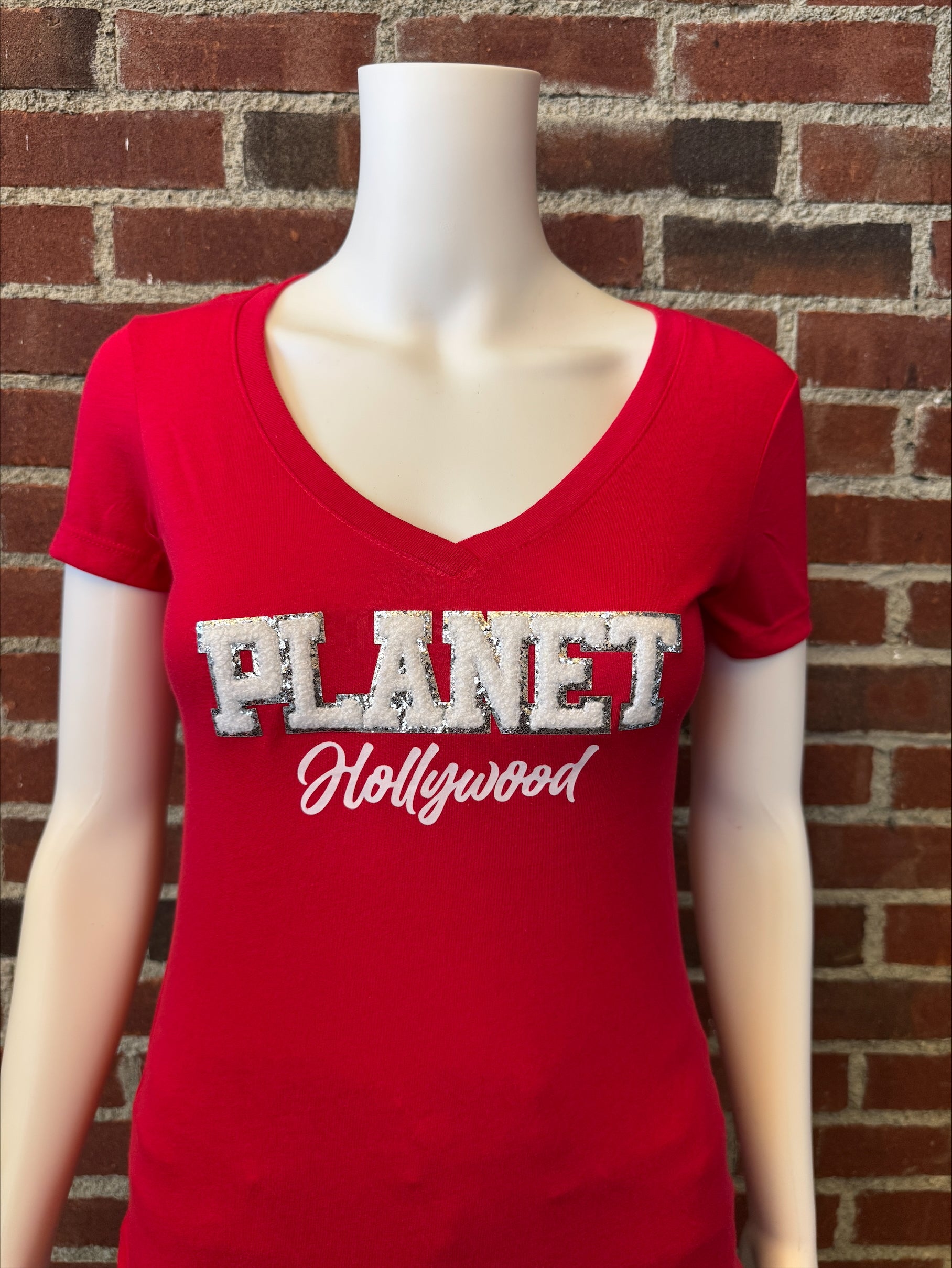 Ladies Red V-neck Chanelle Top