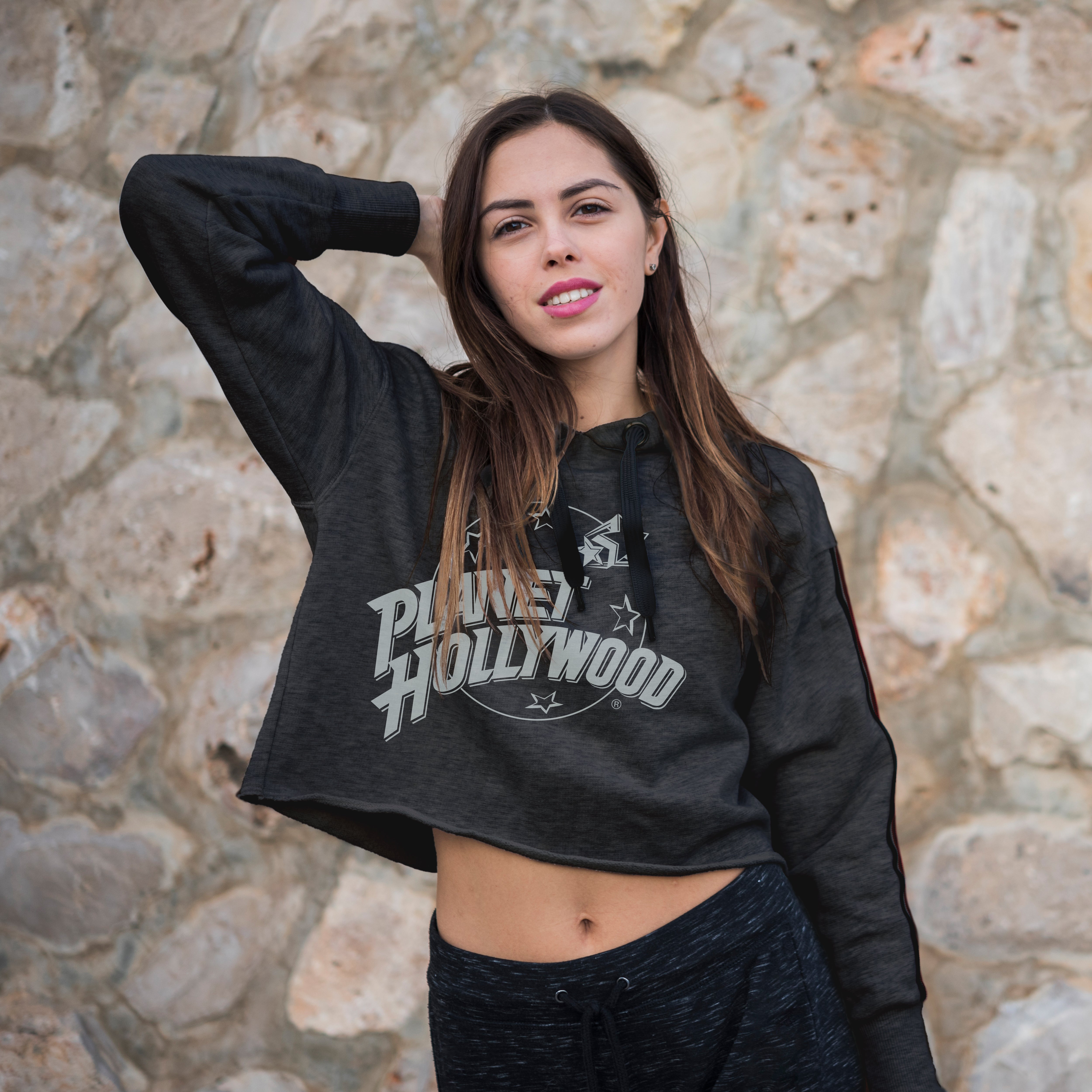 Black Tonal Crop Sweatshirt