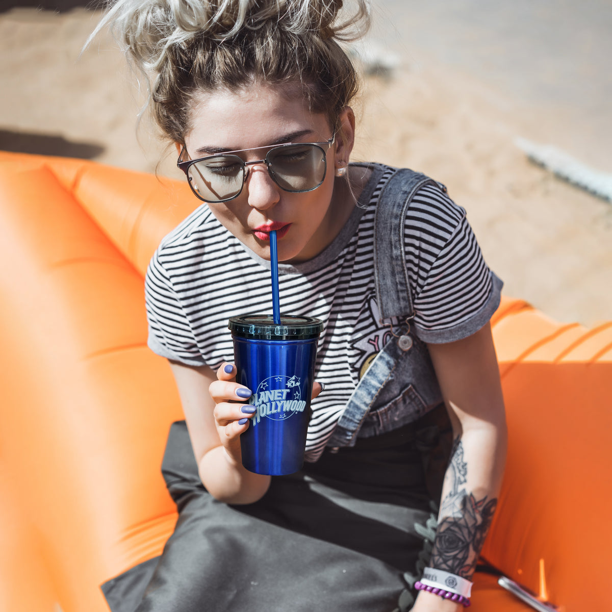 Straw Planet Blue Double Wall Straw Tumbler – Planet Hollywood