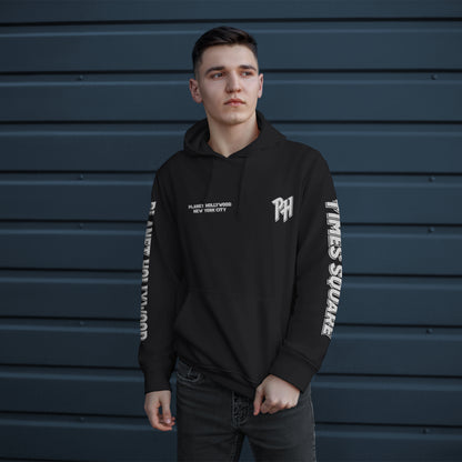 Black New Line Sleeve Hooded Sweatshirt